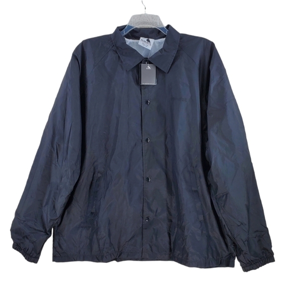 Augusta Black Jacket Windbreaker Men 2XL Metal Snap Lightweight Sportswear NWT - Picture 1 of 12